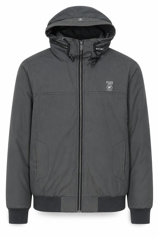 FLY53 Men's Grey Bomber Jacket S Hooded Full Zip