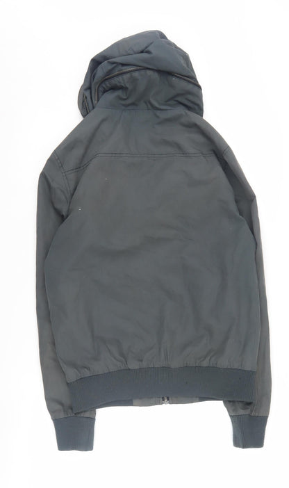 FLY53 Men's Grey Bomber Jacket S Hooded Full Zip