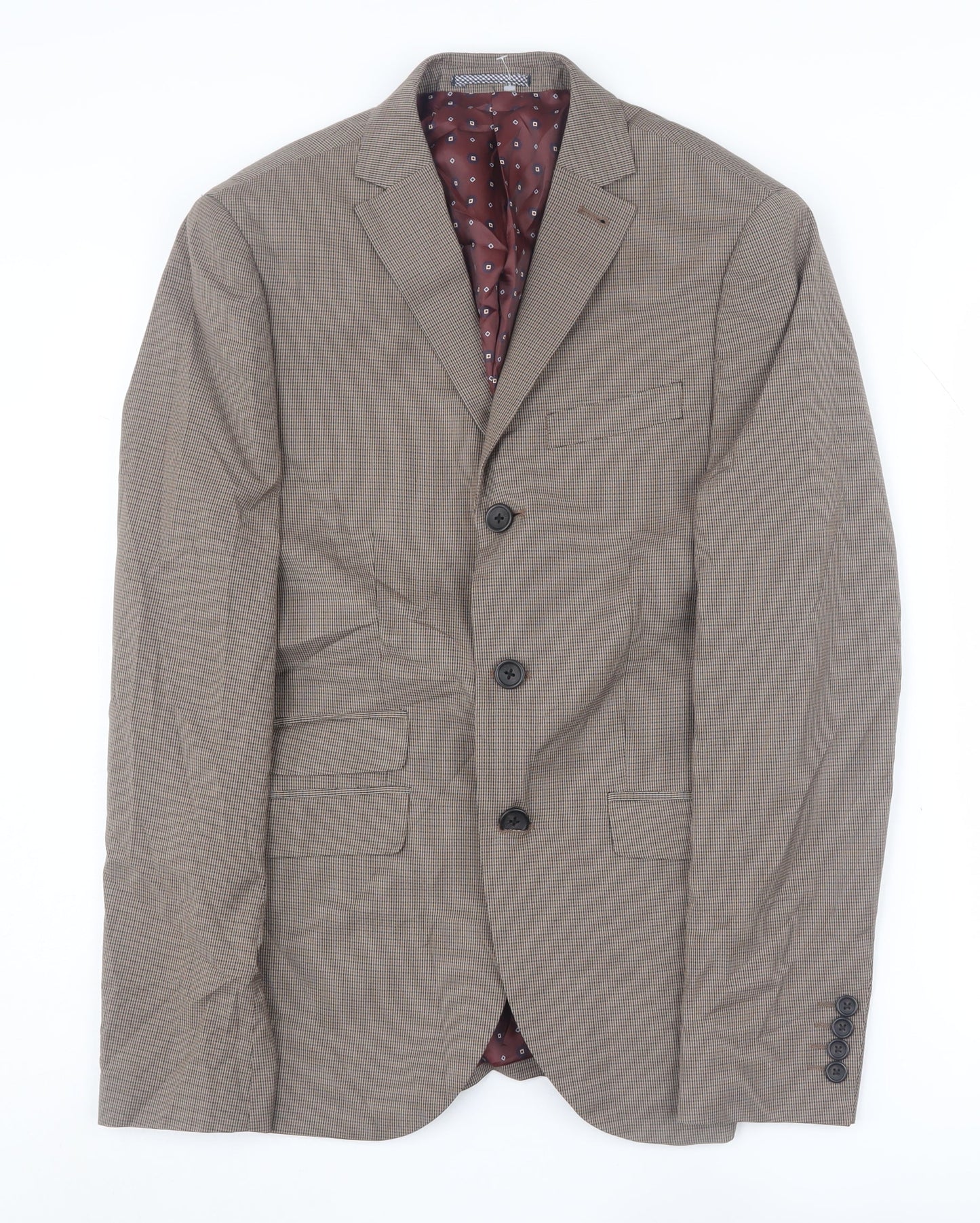 Next Men's Brown Check Blazer 36R Regular Fit