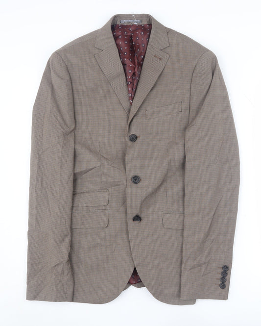 Next Men's Brown Check Blazer 36R Regular Fit