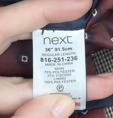 Next Men's Brown Check Blazer 36R Regular Fit