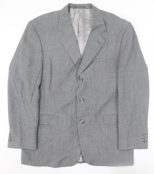 Michael Stewart Men's Grey Blazer, Size 44R, Classic Formal Jacket