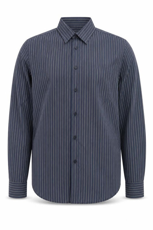 Marks & Spencer Men's Blue Striped Shirt, Size 16, Regular Fit