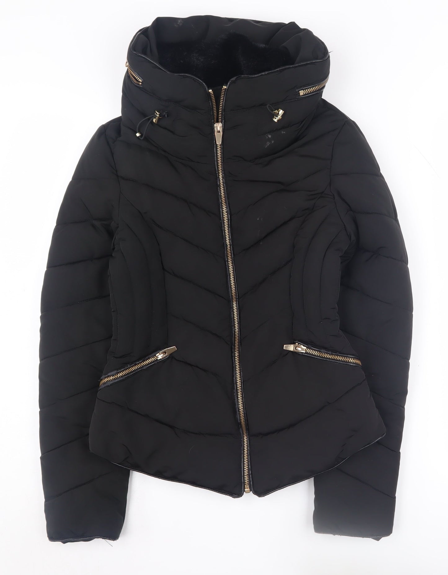 Zara Women's Black XS Puffer Jacket Winter Casual