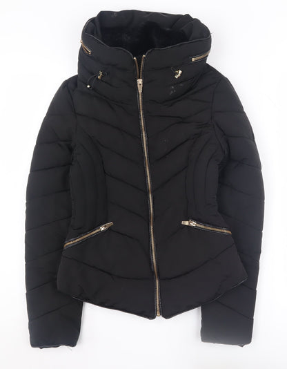Zara Women's Black XS Puffer Jacket Winter Casual