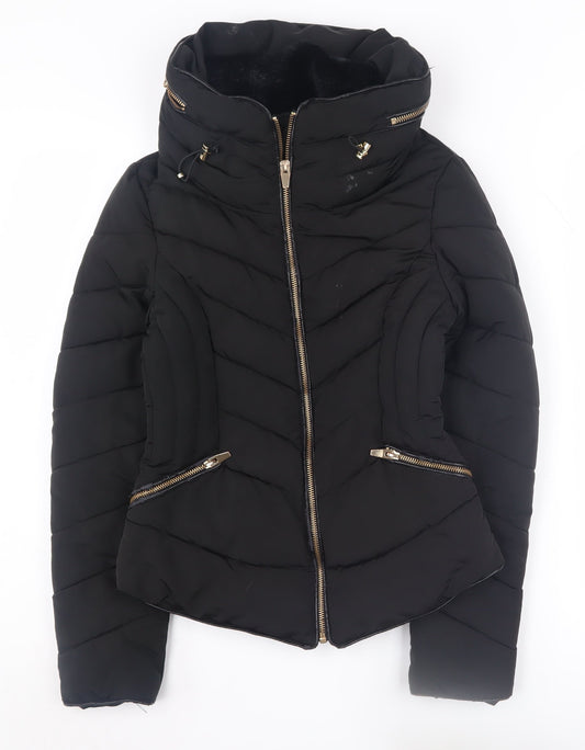 Zara Women's Black XS Puffer Jacket Winter Casual
