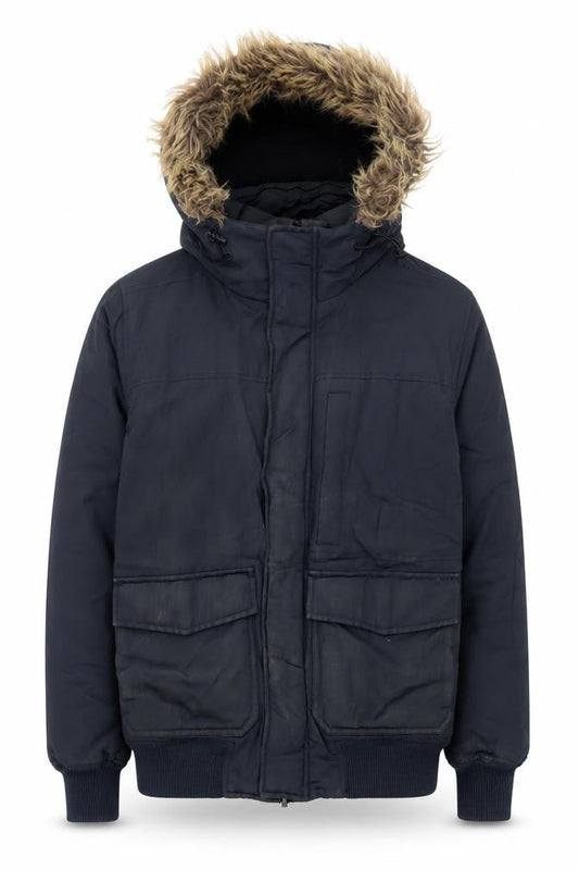 Burton Menswear Men's Black Parka Jacket - Small, Hooded, Casual