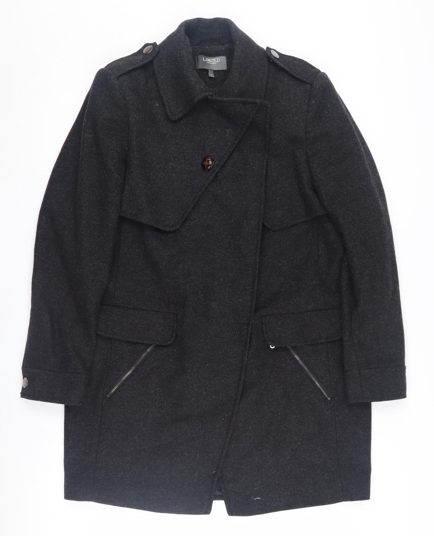 Marks and Spencer Women's Black Wool Overcoat Size 12