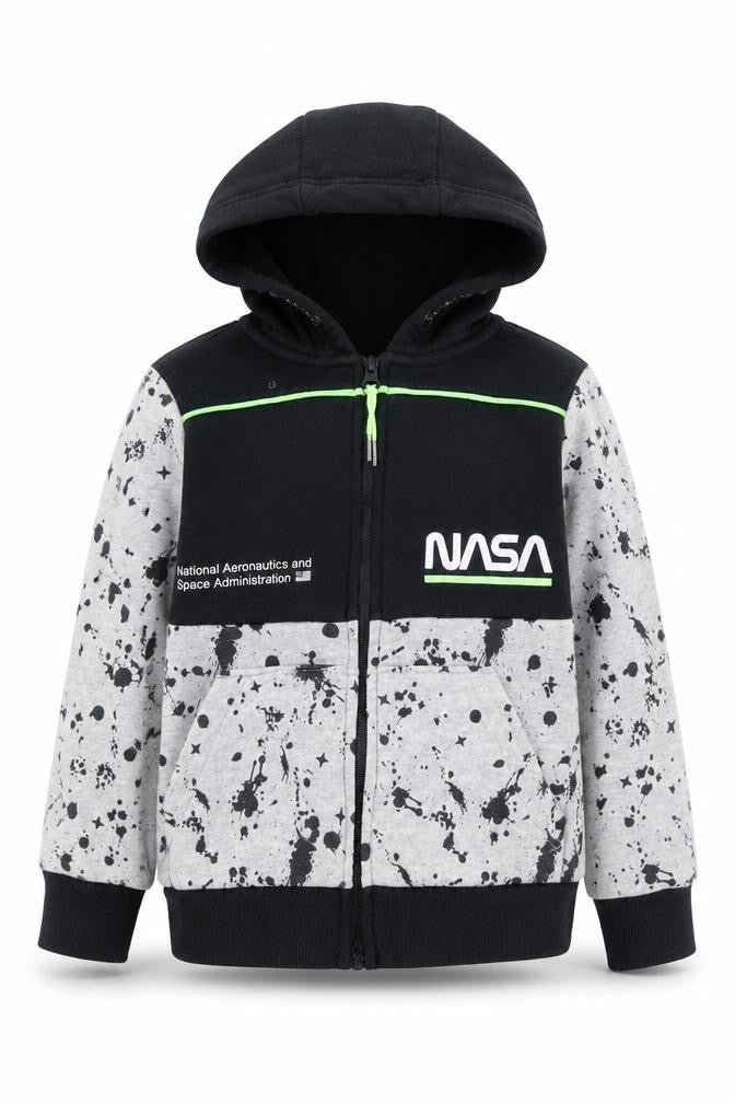NASA Boys Black Hoodie 4-5 Years Graphic Full Zip