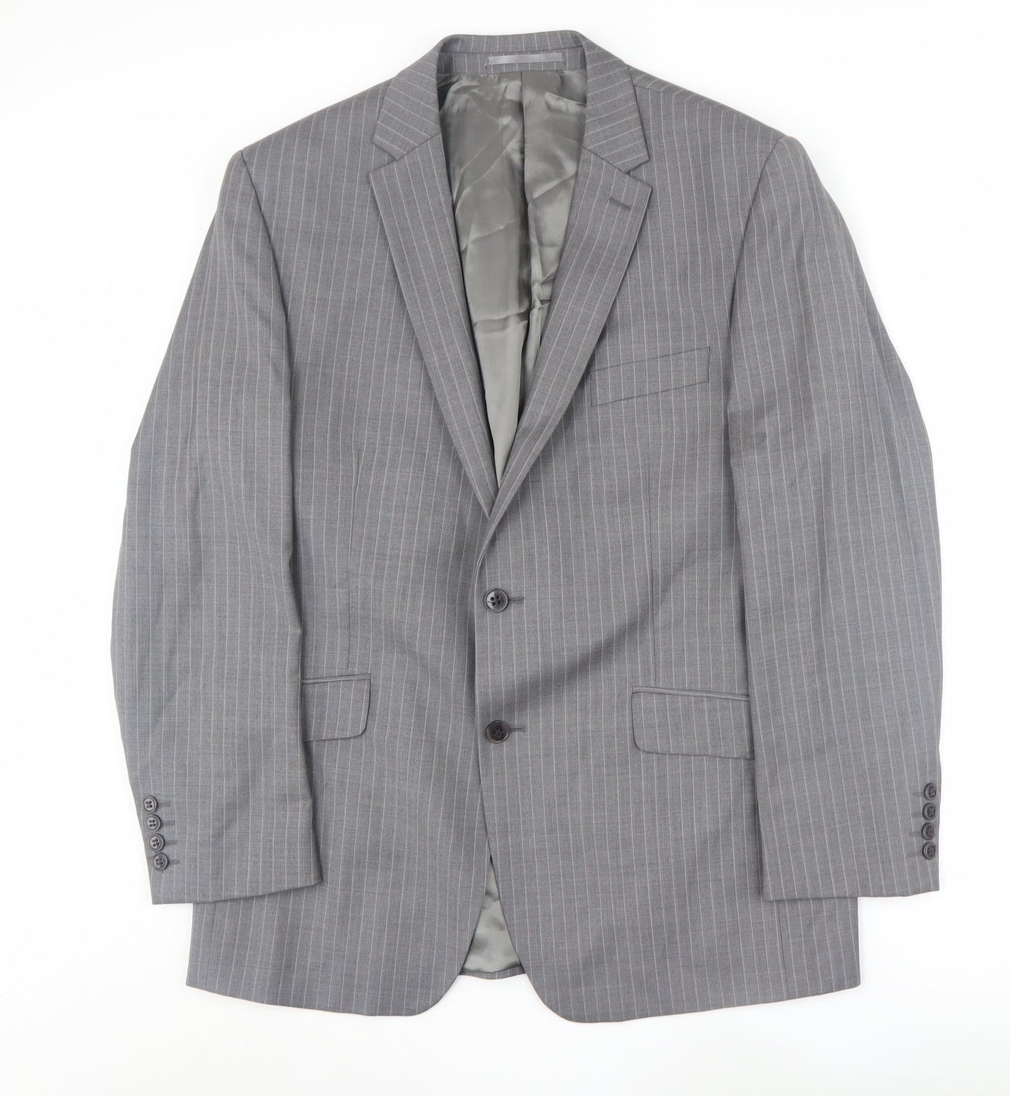 Ben Sherman Men's Grey Wool Striped Suit Jacket Size 42 Regular