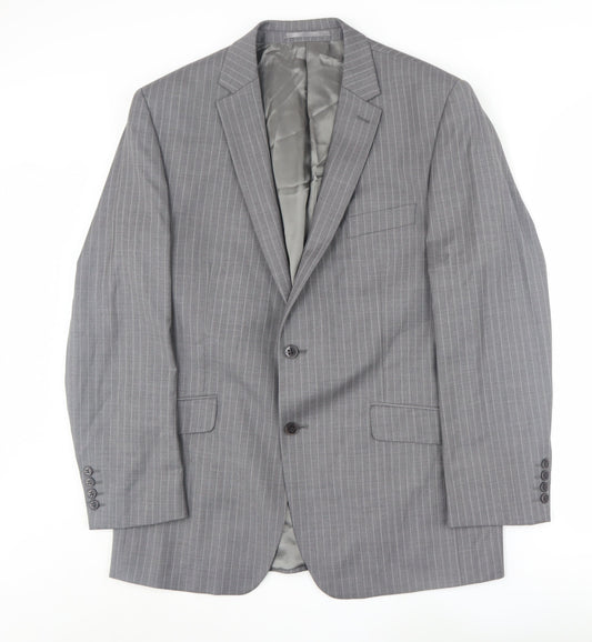 Ben Sherman Men's Grey Wool Striped Suit Jacket Size 42 Regular