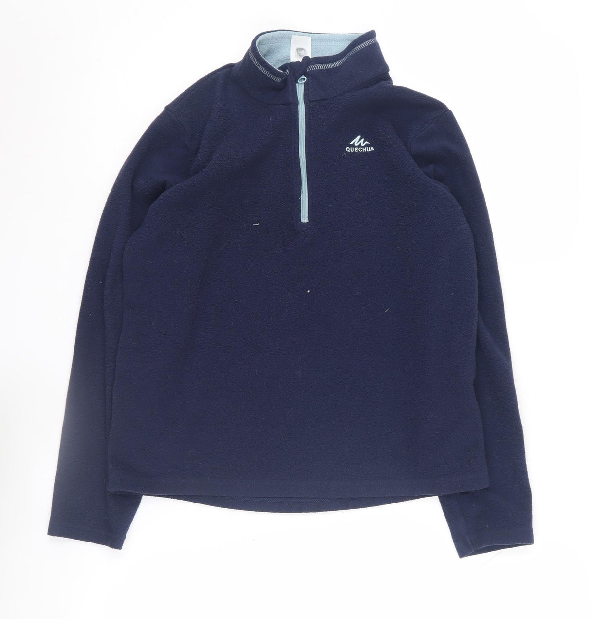 Additional front view of Quechua boys’ fleece sweatshirt blue 12-13 years 1/4 zip