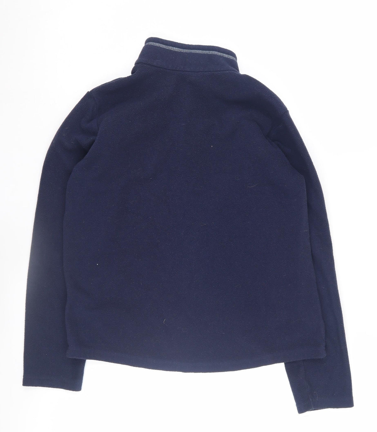 Back view of Quechua boys’ fleece sweatshirt blue 12-13 years 1/4 zip