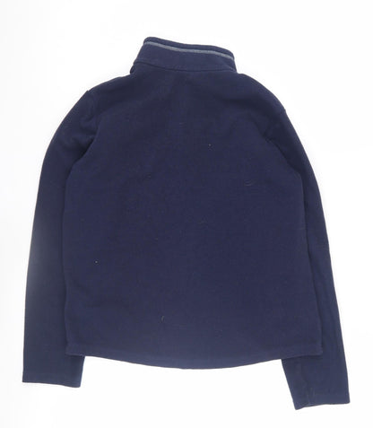 Back view of Quechua boys’ fleece sweatshirt blue 12-13 years 1/4 zip