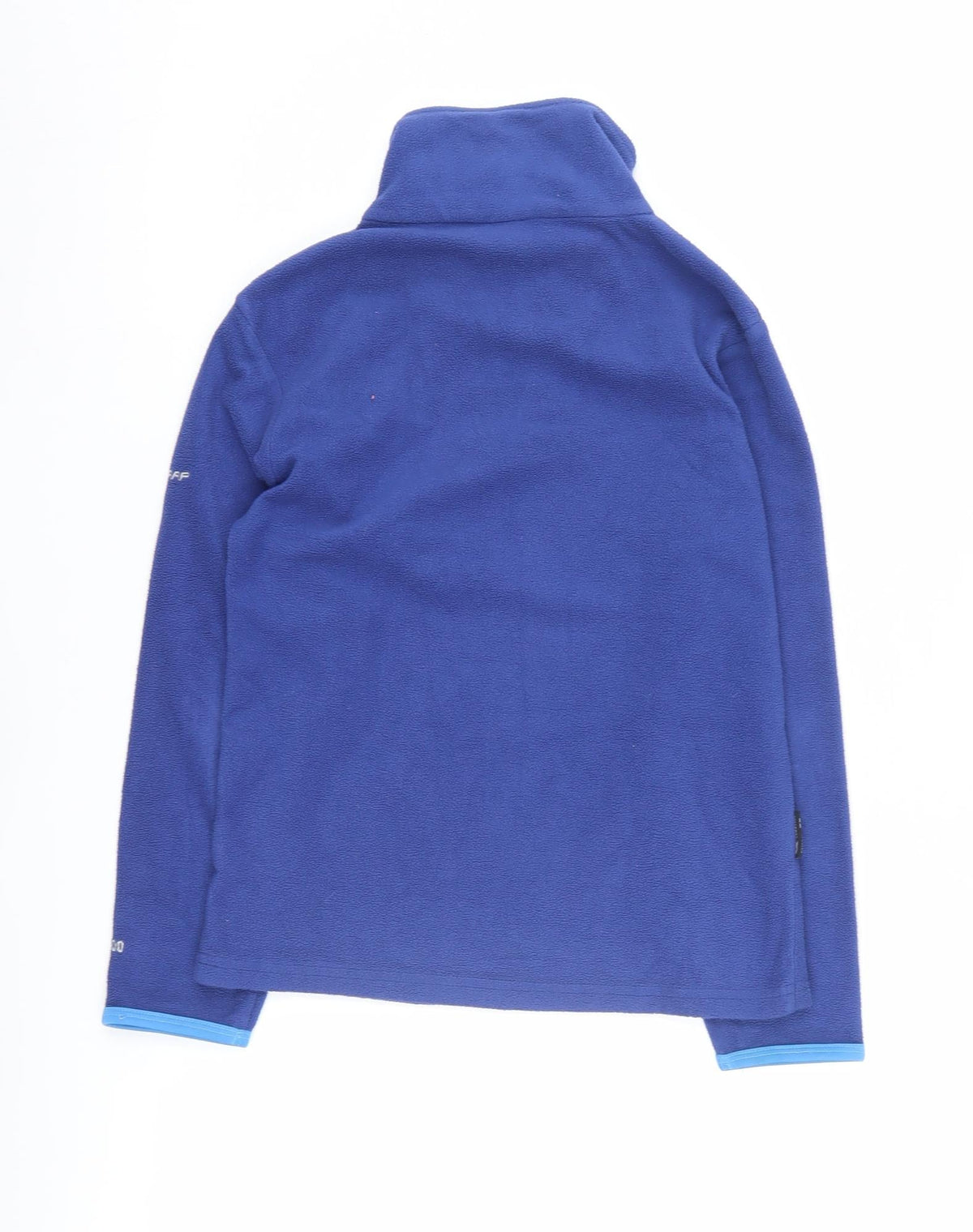 Back view of Trespass boys’ blue fleece 1/4 zip sweatshirt, 9-10 years