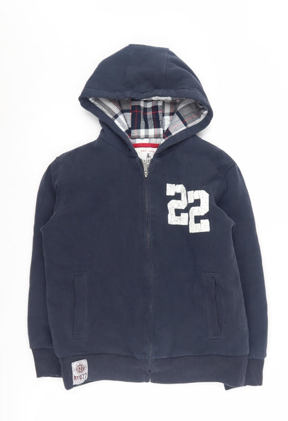 Additional front view of Vintage Rebel boys’ blue full zip hoodie 11-12 years
