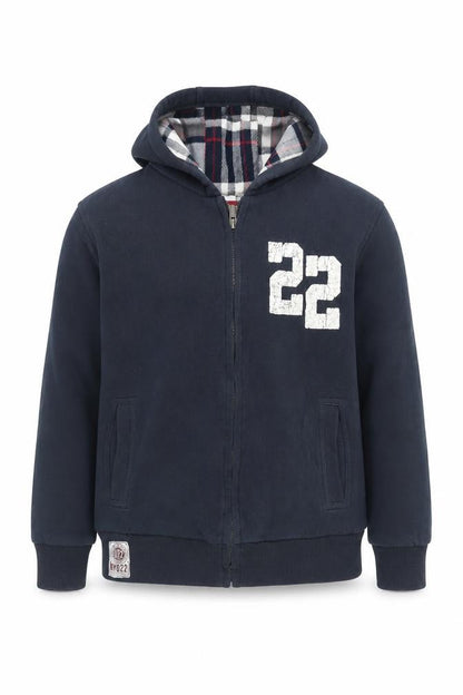 Front view of Vintage Rebel boys’ blue full zip hoodie 11-12 years