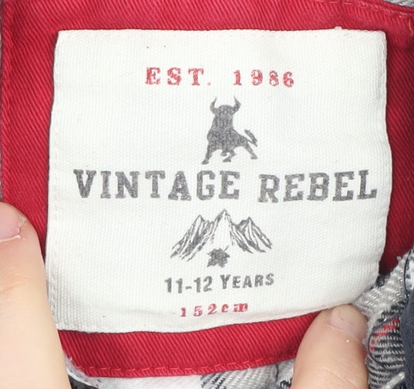 Brand and care label for Vintage Rebel boys’ blue full zip hoodie 11-12 years