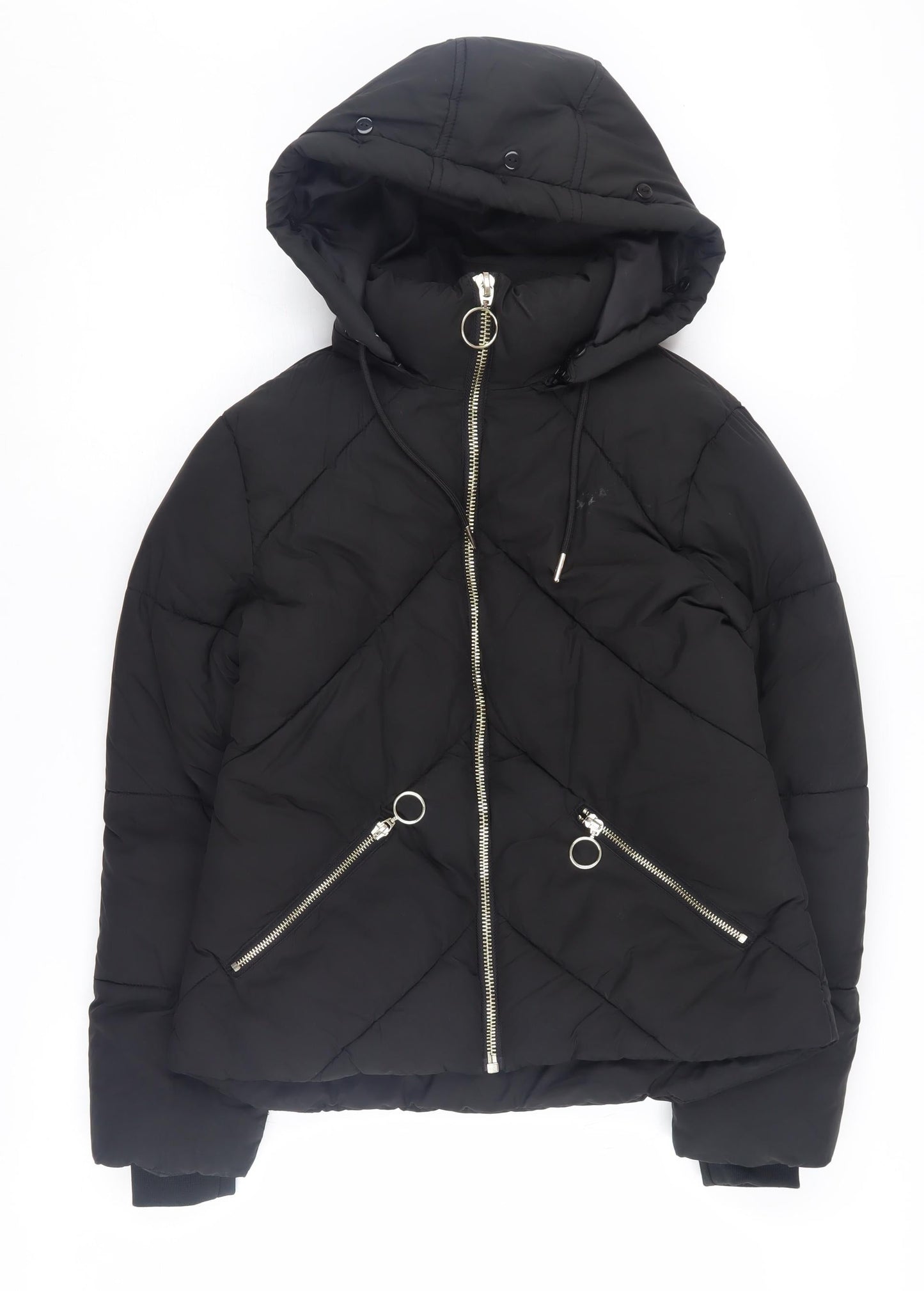 Topshop Women's Black Puffer Jacket Size 6