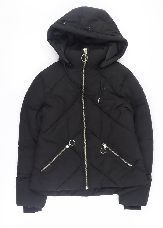 Topshop Women's Black Puffer Jacket Size 6