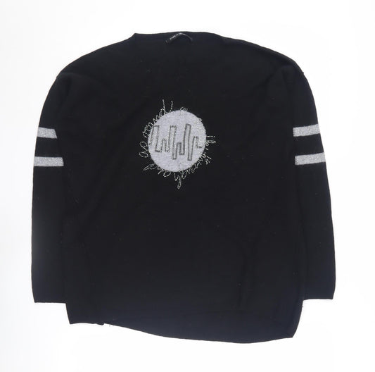 Faber Woman Black Pullover Jumper, Size 14, Classic Style