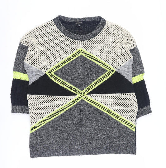 River Island Women's Geometric Pullover Jumper Grey 10
