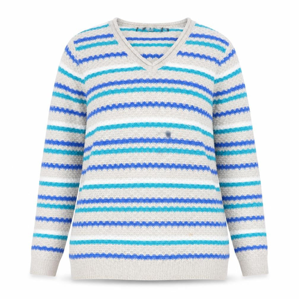 Isle Essentials Women's Striped Jumper, Medium, Blue/White