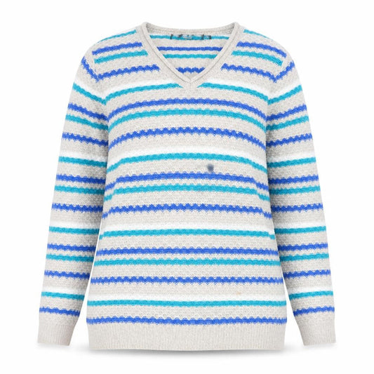 Isle Essentials Women's Striped Jumper, Medium, Blue/White