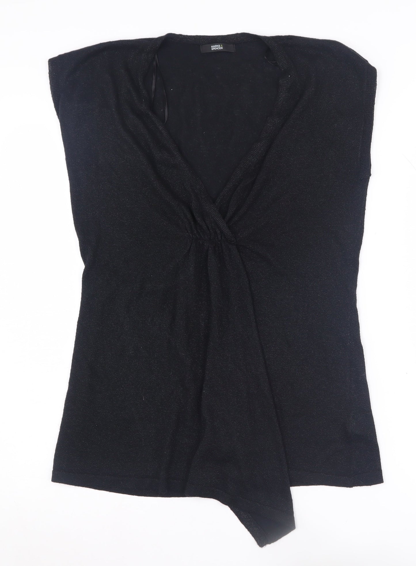 Marks and Spencer Women's Black Tunic V-Neck Jumper