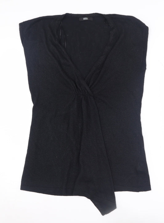 Marks and Spencer Women's Black Tunic V-Neck Jumper