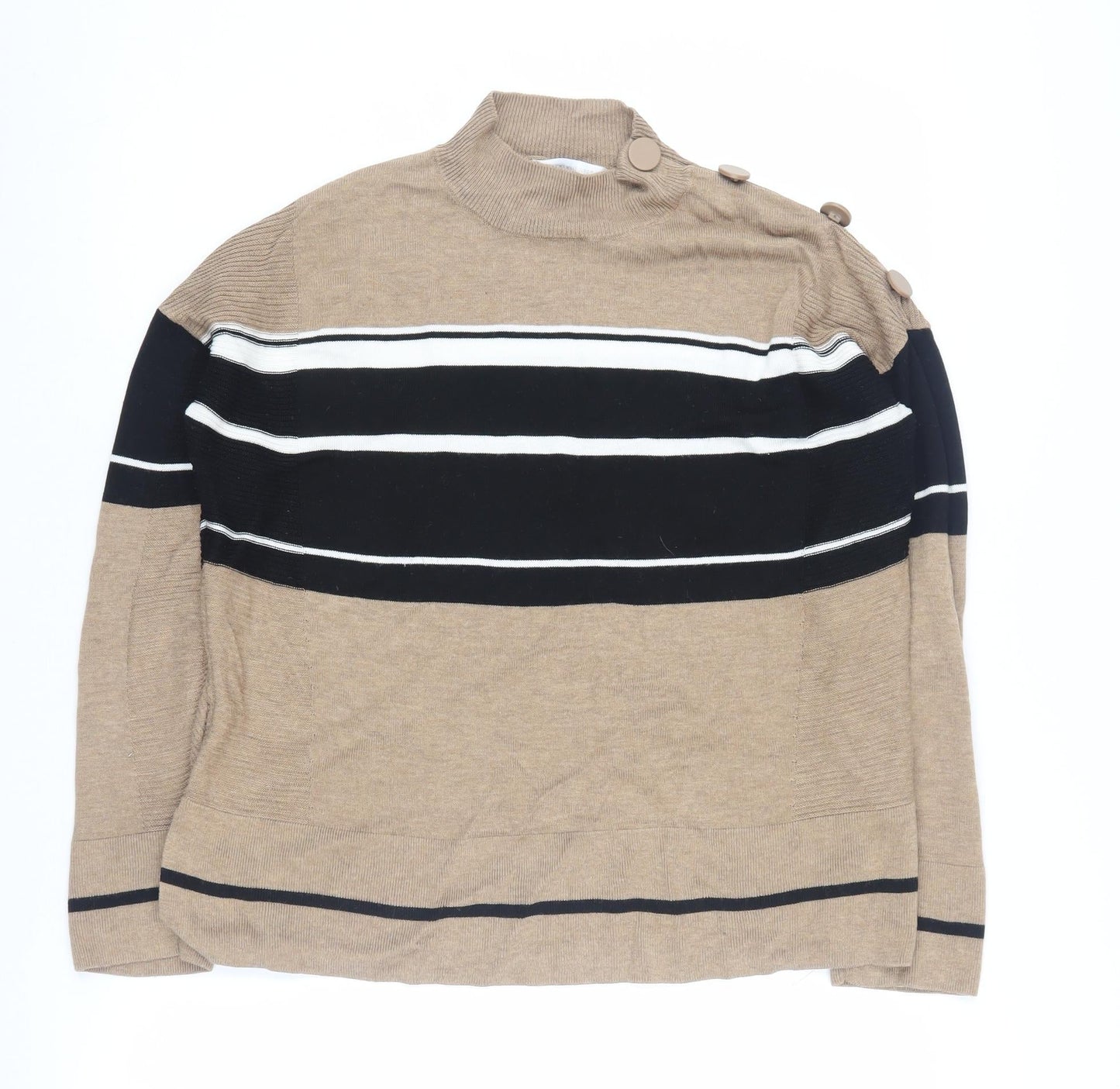 Next Women's Beige Striped Pullover Jumper, Size 14
