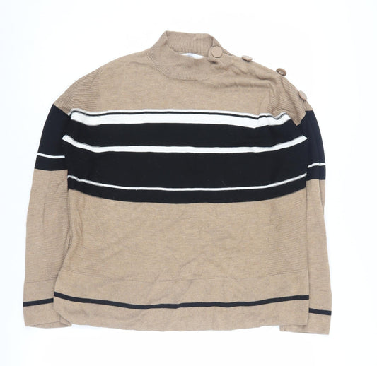 Next Women's Beige Striped Pullover Jumper, Size 14