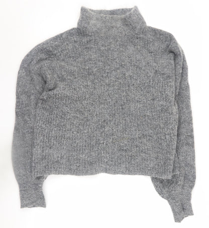 Warehouse Women's Grey Mock Neck Pullover Jumper, M