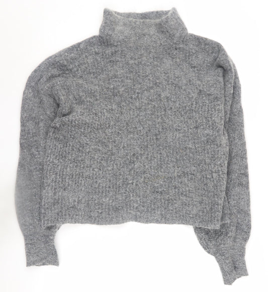 Warehouse Women's Grey Mock Neck Pullover Jumper, M