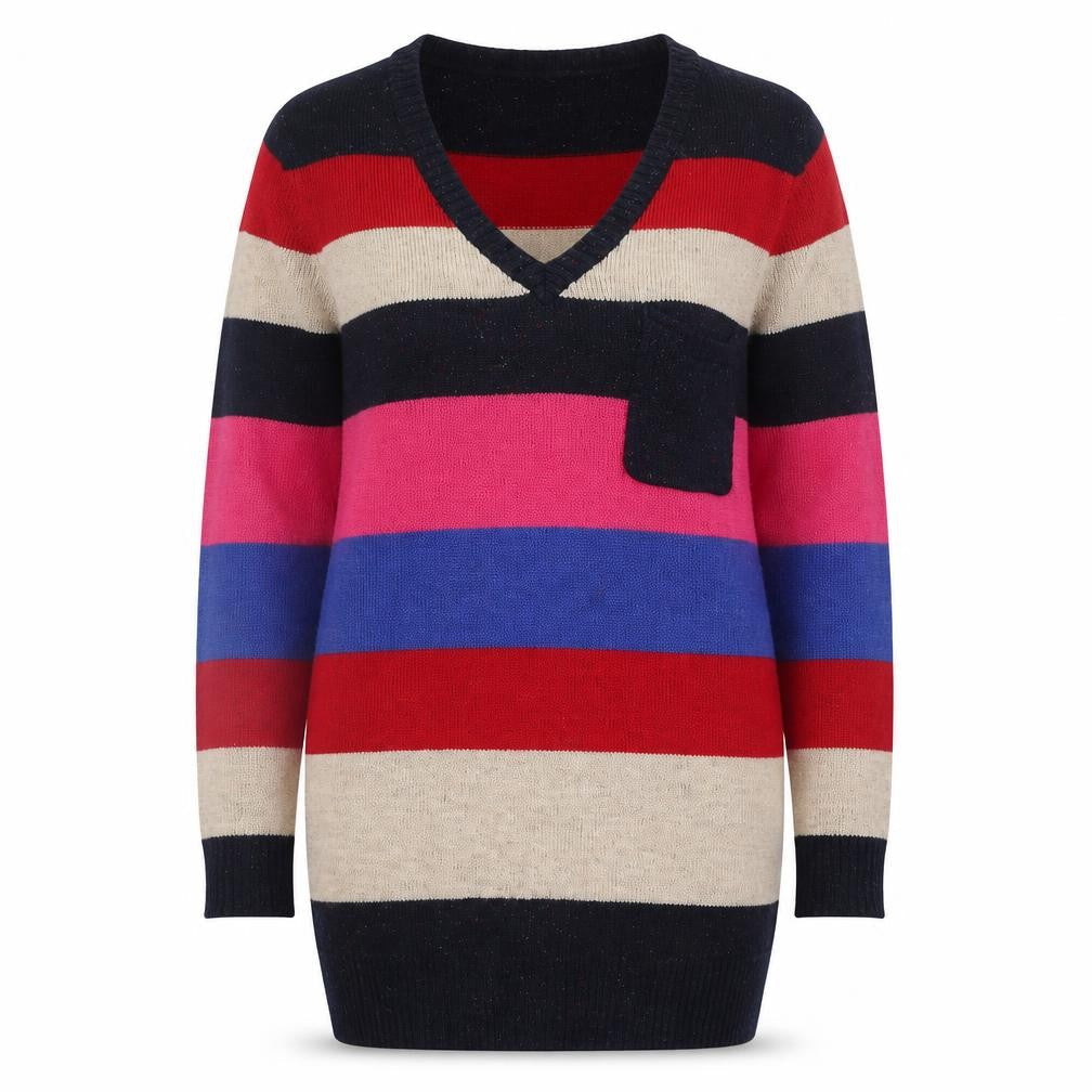 Next Women's Striped V-Neck Pullover Jumper - Size 10