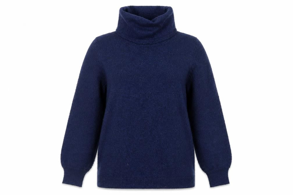 M&Co Women's Blue Roll Neck Jumper Size 10