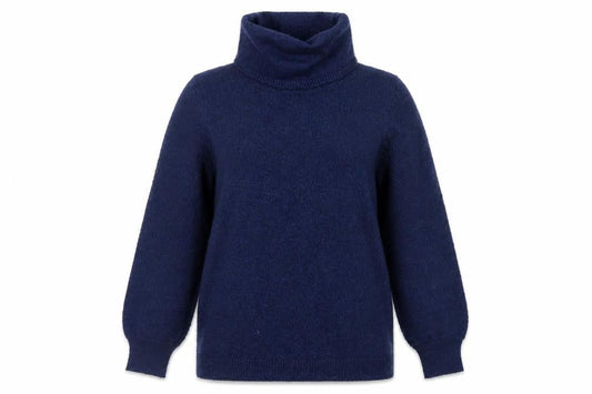 M&Co Women's Blue Roll Neck Jumper Size 10