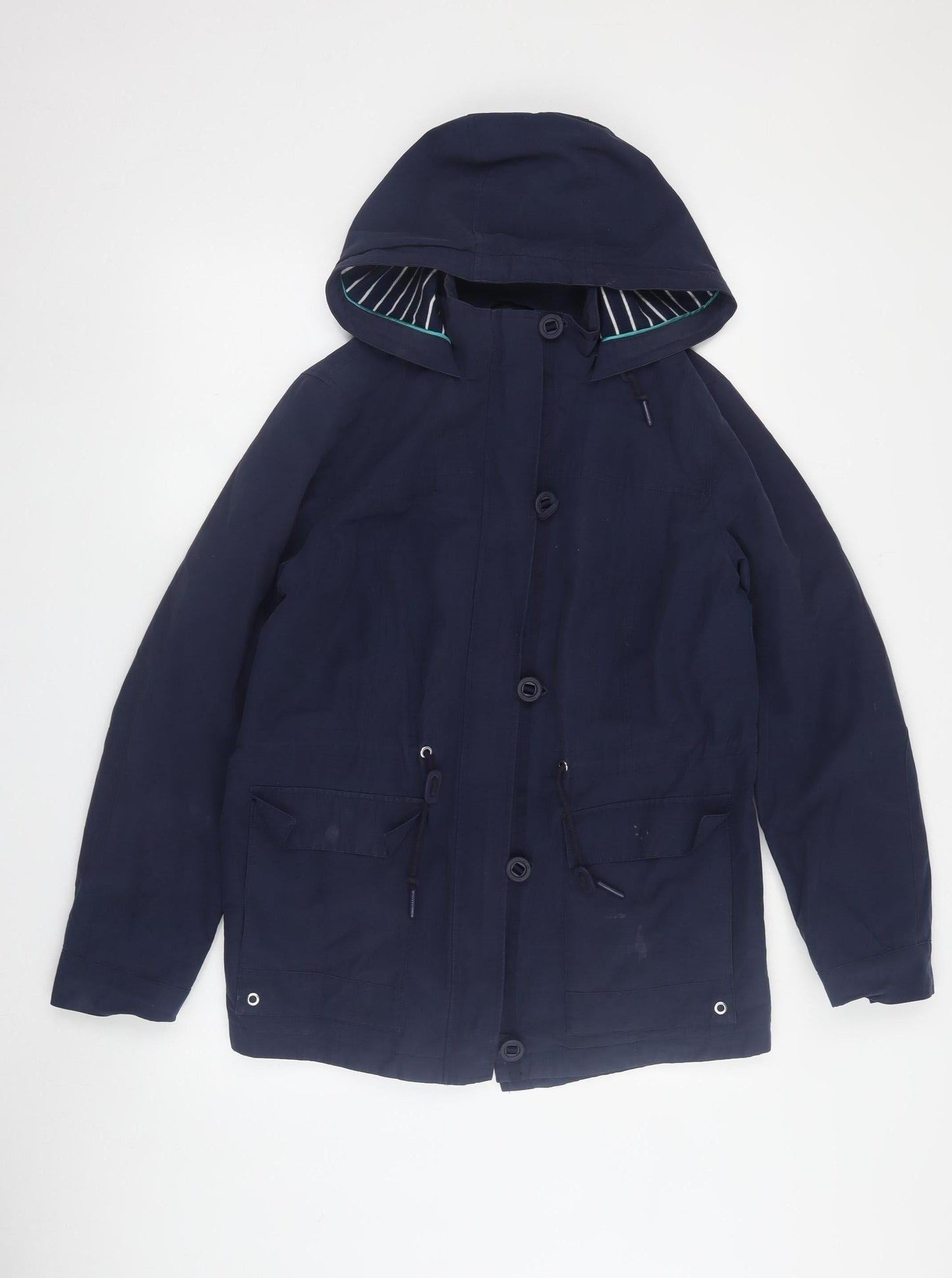 Marks and Spencer Women's Blue Hooded Rain Jacket Size 10
