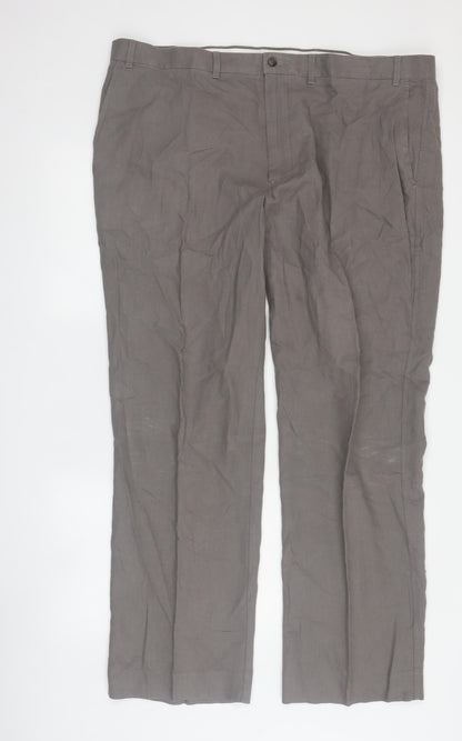 Marks & Spencer Men's Khaki Flat Front Trousers