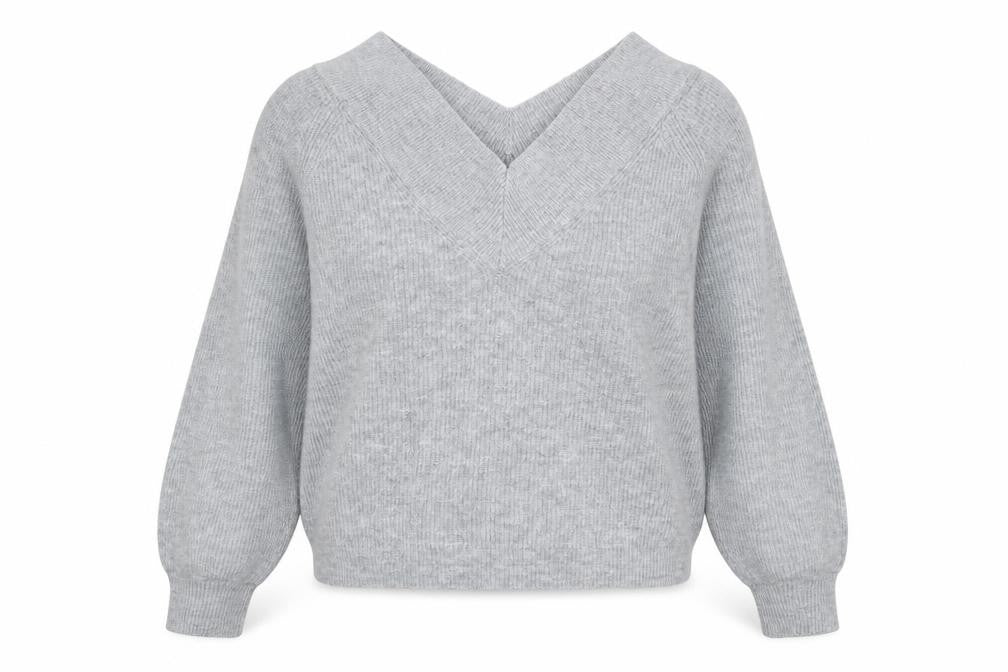 Marks & Spencer Women's Grey V-Neck Jumper Size 16