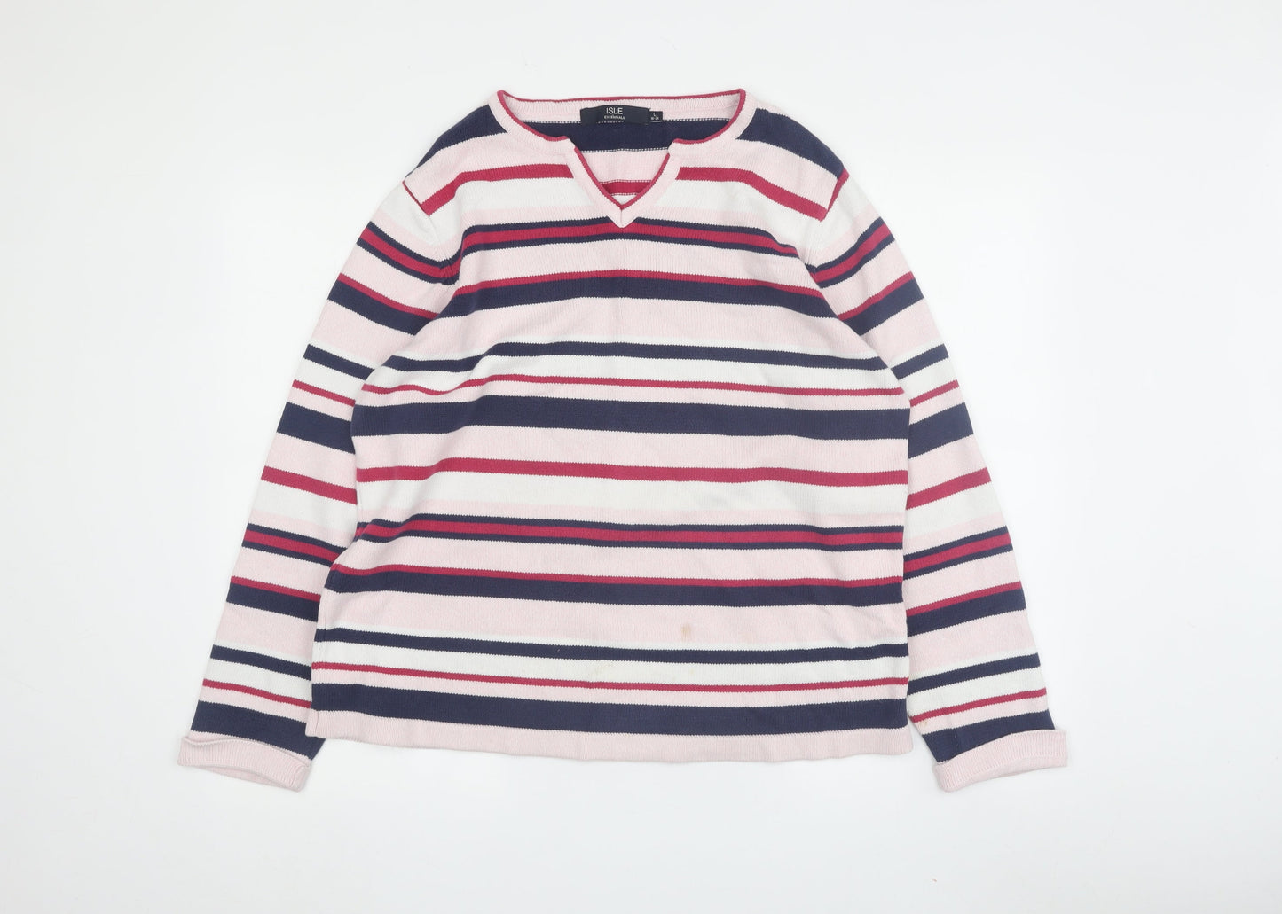 ISLE Essentials Women's Multicoloured Striped Pullover L