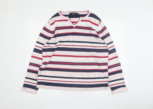 ISLE Essentials Women's Multicoloured Striped Pullover L