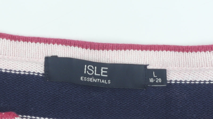 ISLE Essentials Women's Multicoloured Striped Pullover L