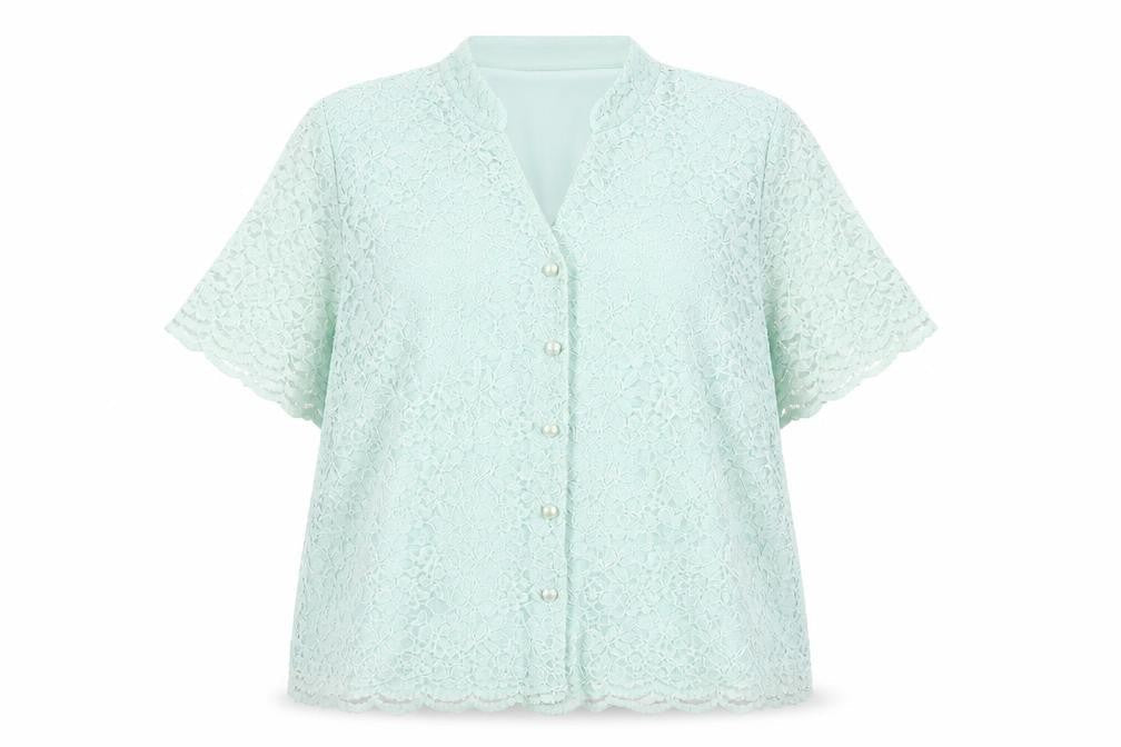 Eastex Women's Green Lace Button-Up Shirt Size 16