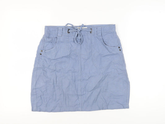 BHS Women's Blue Linen Blend Casual Skirt Size 12