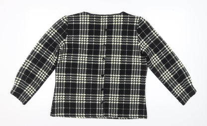 Back view of Alexara Women's Black Check Blouse, size 16, Long Sleeve