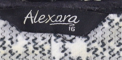 Close-up detail of Alexara Women's Black Check Blouse, size 16, Long Sleeve