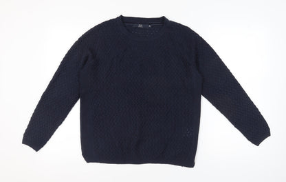 Isle Essentials Women's Blue Crew Neck Jumper M
