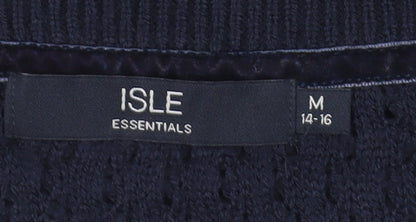 Isle Essentials Women's Blue Crew Neck Jumper M