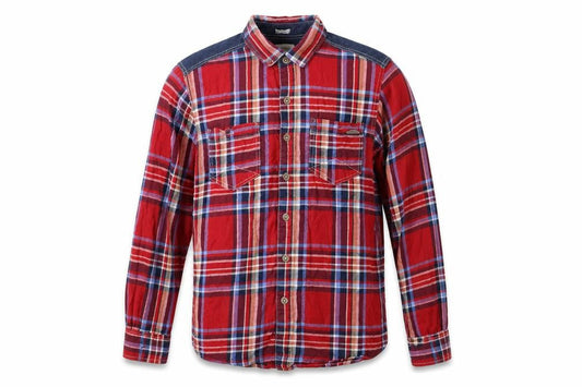 Lee Cooper Men's Red Plaid Long Sleeve Button-Up Shirt
